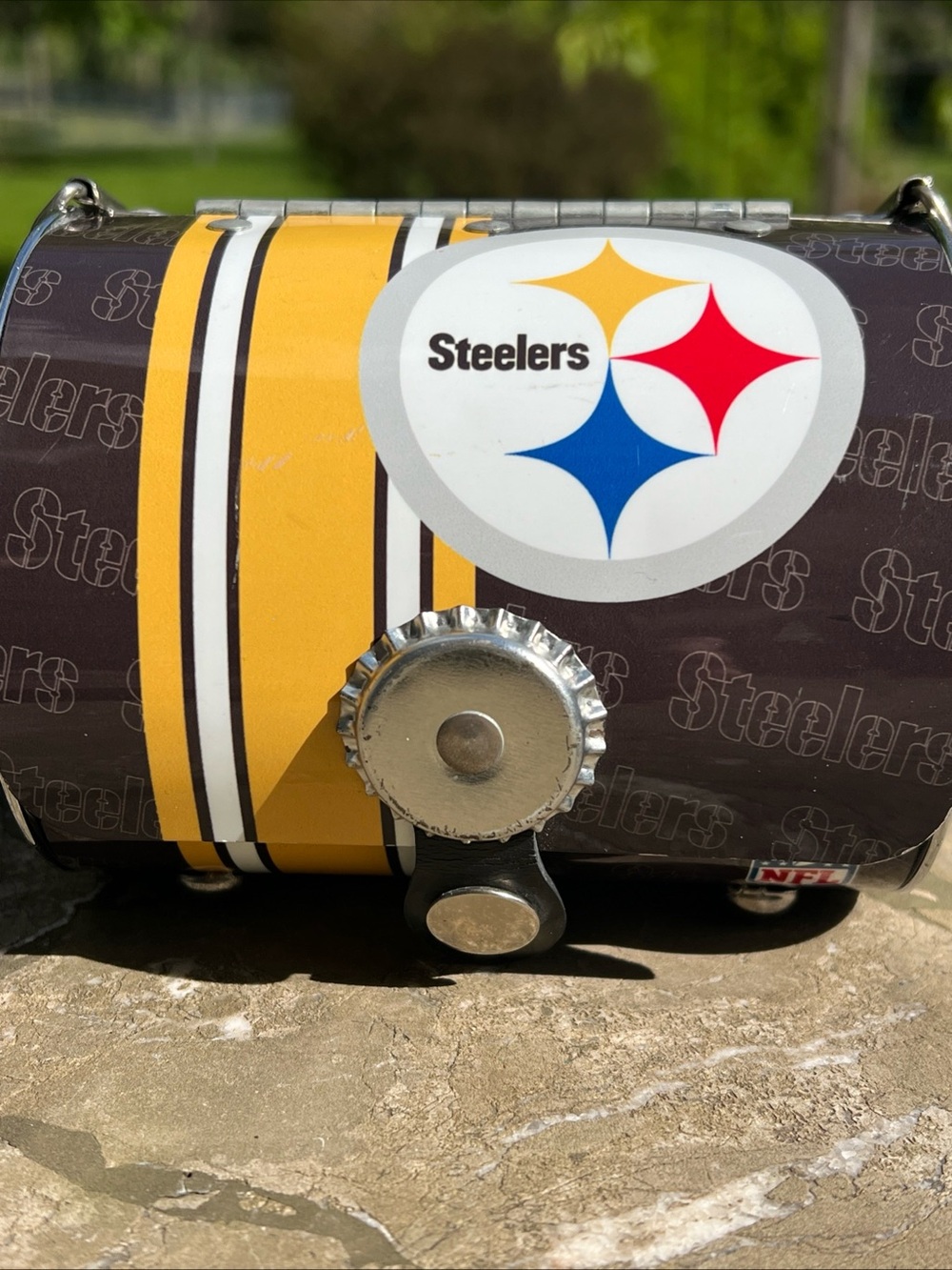 PITTSBURGH STEELERS Football Metal License Plate Purse 5x4" NFL w Strap Rare